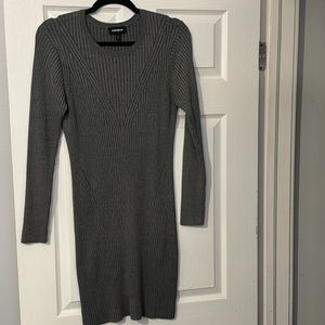 Gray mini sweater dress